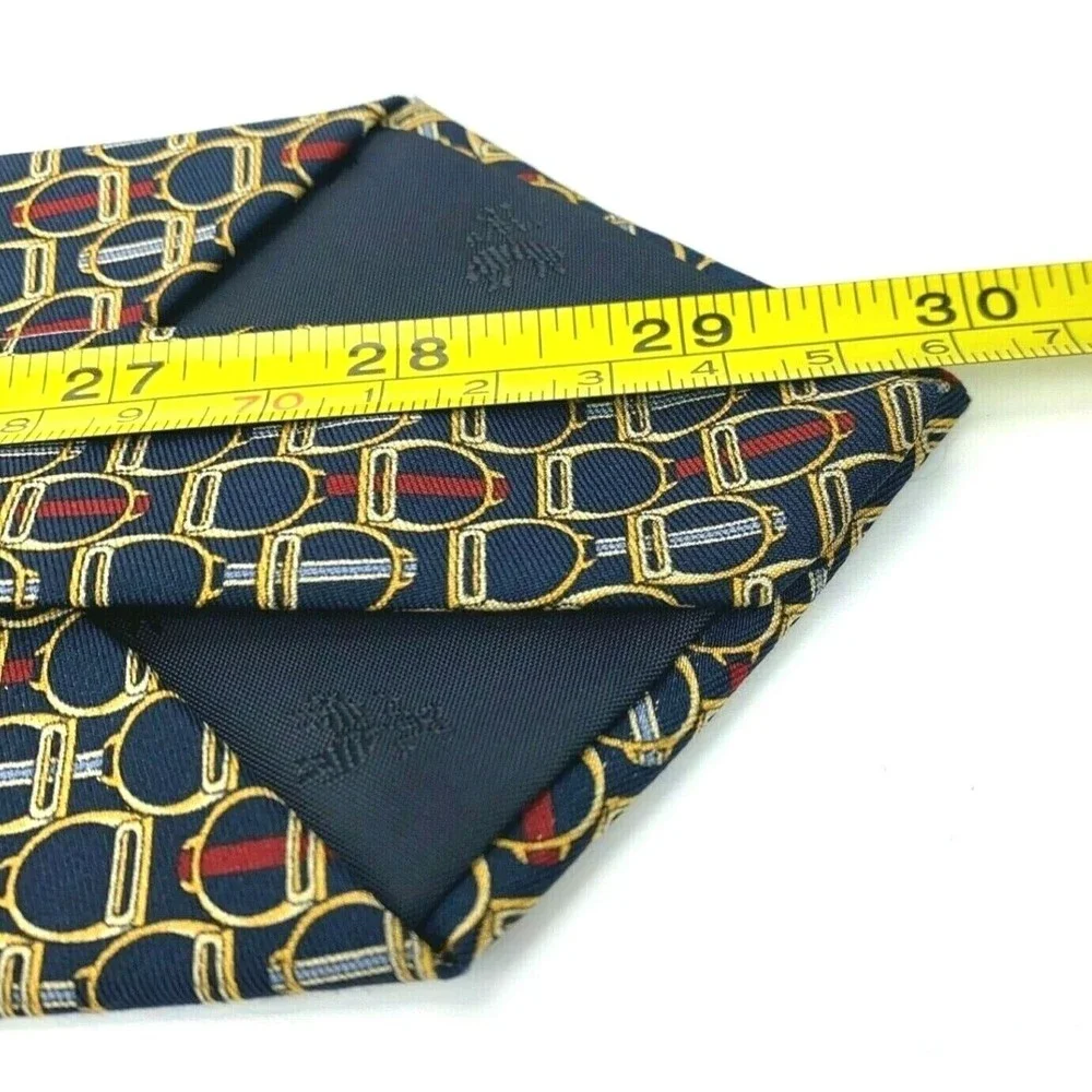 BROOKS BASICS Pure Silk Tie Horse Snaffle Bridle Part Equestrian Navy Necktie